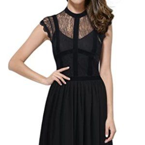 Cap Sleeve Black Evening Gown - Size XXL